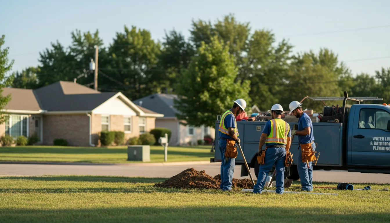 Residential water line and bathroom plumbing service in Mooreland, OK